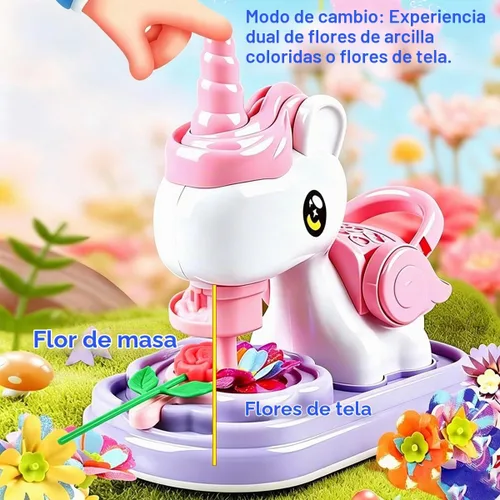 Vista 2 de Kit de fabricación de flores de arcilla y tela 2 en 1 de unicornio