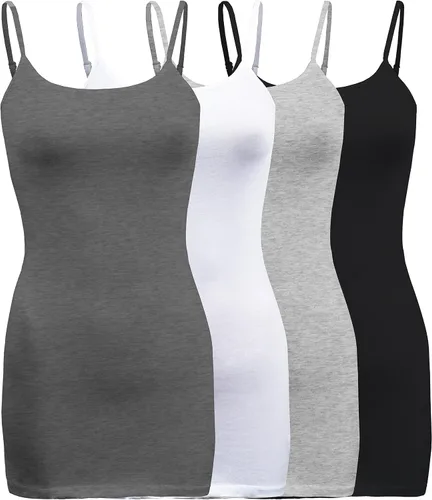 Vista 10 de ShezPretty - Camiseta sin mangas básica para mujer con tirantes tipo espagueti ajustables, 4