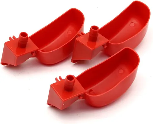 Vista 6 de 12 tazas de agua de codorniz para palomas, bebedero automático para pájaros para jaula, cría de aves de corral (rojo)