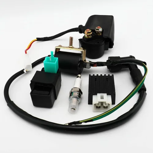 Vista 2 de Caja CDI de 5 pines/Bobina de encendido/regulador de voltaje/relé solenoide/A7TC Kit de bujías para ATV chino Dirt Bike y Go Kart Apollo Taotao