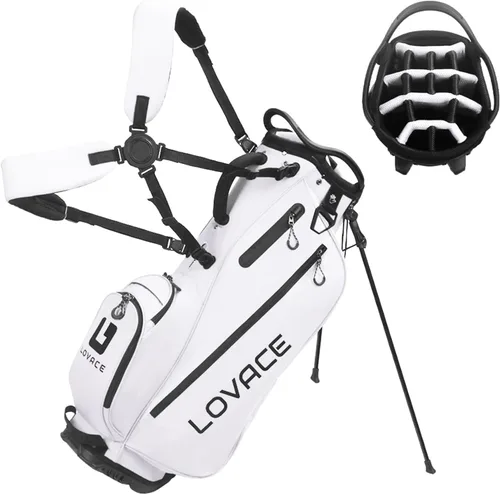 Vista 8 de Bolsa de golf de 14 vías, bolsas de golf ligeras con soporte para hombres y mujeres Negro