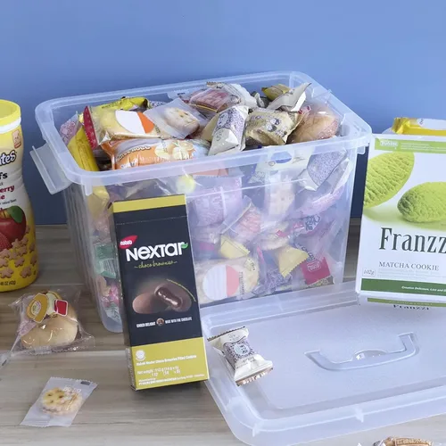 Vista 6 de Caja de almacenamiento de plástico transparente de 10 L, caja de cierre de almacenamiento de 6 unidades Contenedores de plástico con tapa y asa