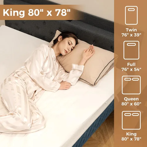 Vista 2 de Protector de colchón con calefacción, 80 x 78 pulgadas, protector de colchón eléctrico con 8 niveles de calor, 4 tiempos, protección contra