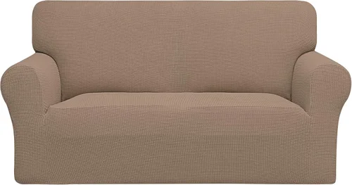 Vista 69 de PureFit Funda elástica para sofá biplaza, funda de sofá suave y antideslizante de jacquard de elastano, protector de muebles lavable con espuma
