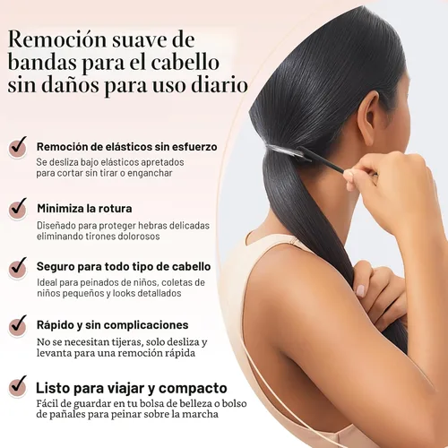 Vista 3 de Kitsch Herramienta de corte de corbata elástica para el cabello, color negro, juego de 3 piezas No Pull Hair Ties No Damage & Easy Removal of Hair