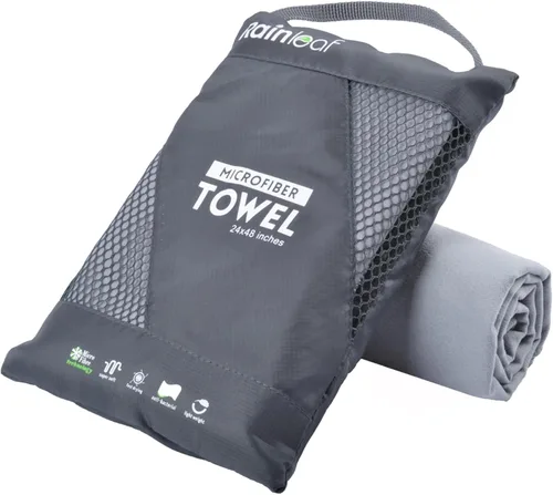 Vista 26 de Toalla de microfibra Rainleaf perfecta para viajes y gimnasio y camping. Secado rápido - Super absorbente - Ultra compacta - Liviana. Adecuada