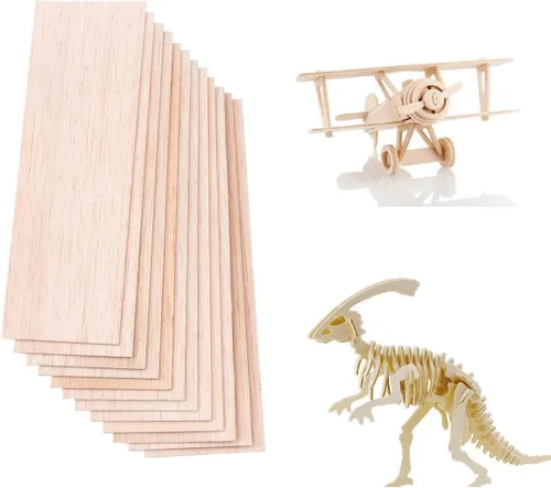 Vista 10 de Paquete de 12 hojas de madera de balsa de 1/8 de 4 x 6 pulgadas, tablero de madera contrachapada natural sin terminar para Cricut, hacer modelos
