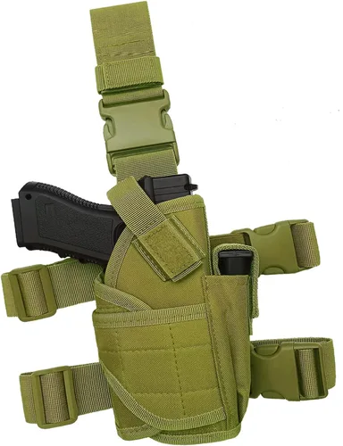 Vista 8 de Molle - Funda táctica para pistola de muslo, funda de pierna caída, ajustable a la derecha
