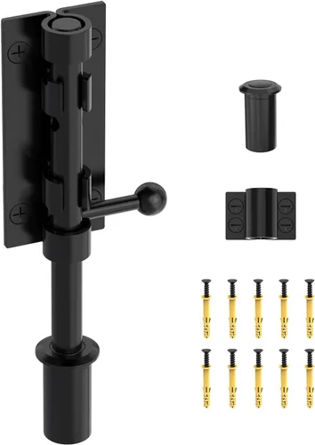 Vista 8 de Pestillo de perno de barril, cerrojo deslizante de 6 pulgadas, negro, 1 paquete Heavy Duty 304 Stainless Steel Door Latch, Gate Bolt Lock for Barn