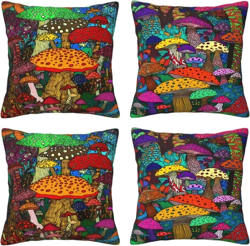 Vista 26 de Ouqiuwa Juego de 4 fundas de almohada coloridas con diseño de pájaros de 12 x 12 pulgadas, cuadradas, decorativas, con hojas de arce otoñales