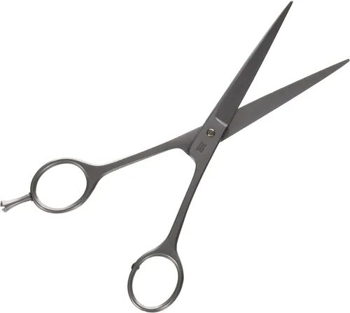 Vista 6 de Mars Professional - Tijeras ergonómicas de acero inoxidable con gancho para dedos, microserradas, 7 pulgadas de longitud