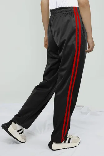 Vista 5 de Resinta Paquete de 4 pantalones deportivos con forro polar y parte inferior abierta para niños, pantalones deportivos con bolsillos y cordón