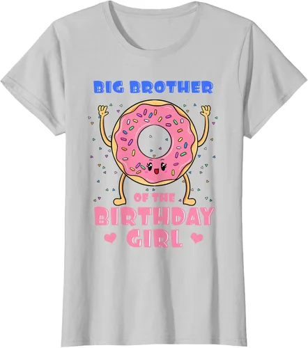 Vista 25 de Big Brother Of The Birthday Girl Donut Bday Party Bro Sib Camiseta, Negro, S