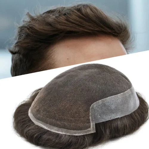 Vista 14 de Hombres Toupee Sistema de Cabello Humano Real para Hombres Encaje Suizo Toupee Para Hombres Nudos Blanqueados Hombres Hairpieces Pieza Para Hombres