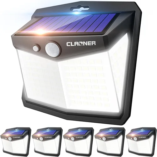 Vista 15 de Claoner - Luces solares con sensor de movimiento [128 LED/4 paquetes], luces para exterior con 3 modos de iluminación con 270° de angulo