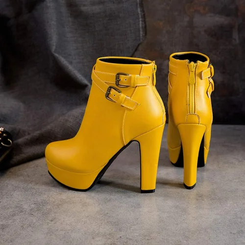 Vista 25 de Scaoruki Zapatos de otoño de moda para mujer, botines de tacón de bloque