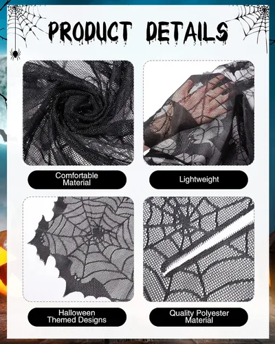 Vista 4 de Jeyiour Poncho de encaje de telaraña para mujer con máscara para Halloween