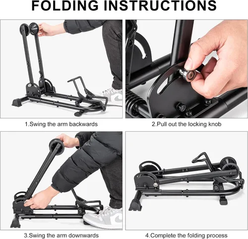 Vista 13 de Soporte de piso para bicicleta de interior, soporte para bicicleta para coche/hogar, almacenamiento de bicicletas, soporte de estacionamiento