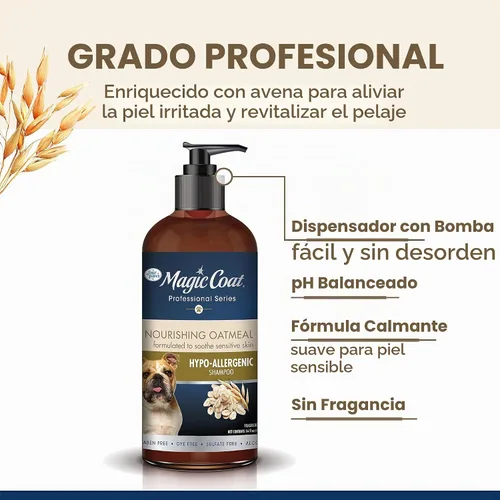 Vista 3 de Four Paws Magic Coat Professional Series Champú hipoalergénico nutritivo de avena para perros, lavado hidratante para perros para piel seca