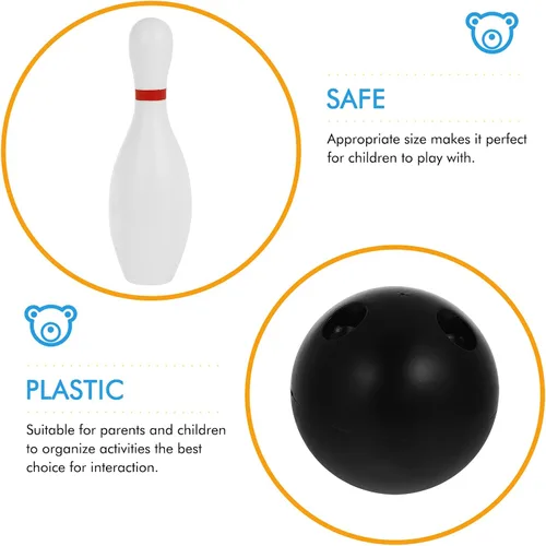 Vista 3 de Kisangel Juego de bolos para niños de 12 piezas, juego deportivo de plástico para interiores y exteriores con 10 pines y 2 bolas, juguete educativo