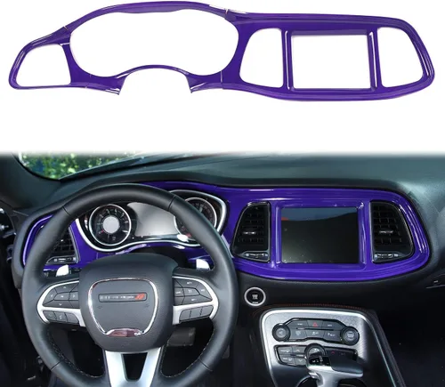 Vista 10 de Voodonala para Consolas Centrales Challenger, Cubierta Protectora del Tablero de Instrumentos para 2015-2024+ Dodge Challenger, Accesorios Azul