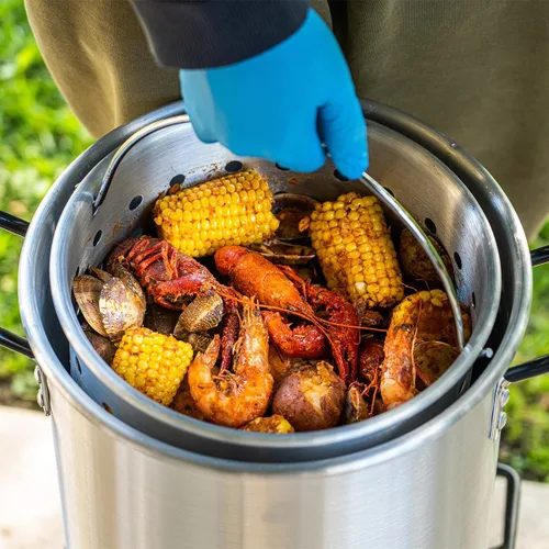Vista 5 de Barton - Kit de freidora de pavo de propano de 30 cuartos de galón y freidora de pescado de 10 cuartos de galón, cocina al aire libre de 37,000 BTU