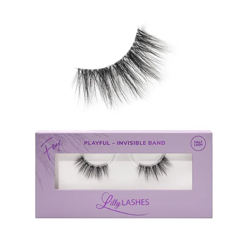 Vista 8 de Lilly Lashes Banda Transparente, Pestañas Postizas con Pestañas de Banda Invisible, Medias Pestañas de Aspecto Natural, Media Pestaña Estilo Ojo