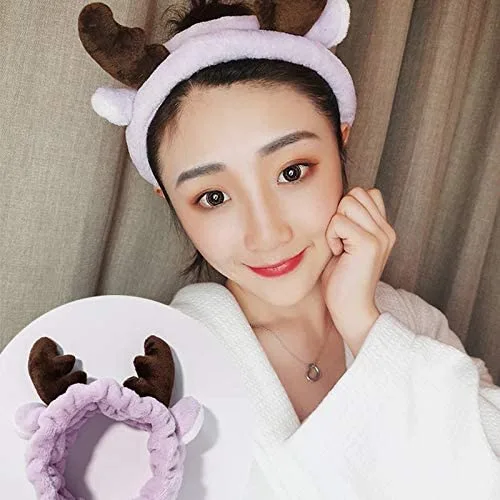 Vista 4 de Lunaya 2 diademas suaves y cálidas de forro polar coral con orejas de animal para mujeres y niñas, turbante de moda, accesorios para el cabello