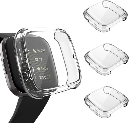 Vista 11 de Paquete de 3 protectores de pantalla compatibles con Fitbit Versa 2, GHIJKL, ultrafino, suave, TPU, funda protectora completa contra golpes