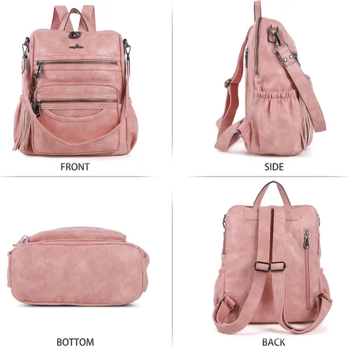 Vista 46 de Bolsos mochila monedero de piel sintética para mujer, bolsas con zíper, mochilas de hombro casuales