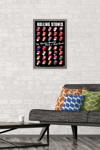 Vista 2 de Trends International Rolling Stones - Póster de pared de cuadrícula, 14.725 x 22.375 pulgadas, versión enmarcada de madera de granero Versión