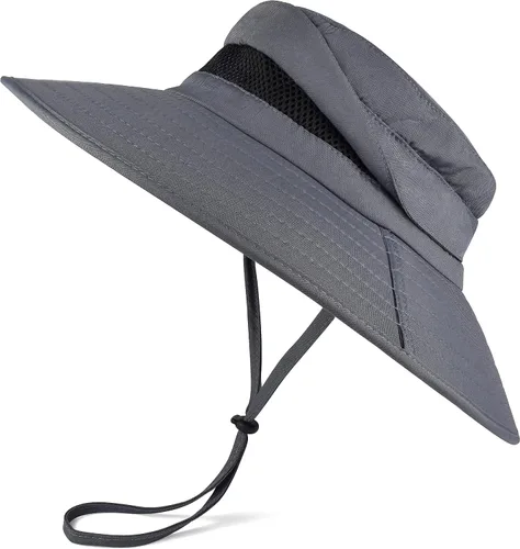 Vista 10 de Sombrero Boonie de ala ancha impermeable UPF 50+ para hombre, protección contra el sol y la lluvia Beige