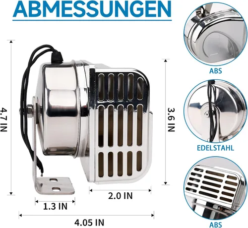 Vista 5 de FARBIN Bocina de 24 V para barcos, cuerno impermeable de acero inoxidable para barcos con soporte base para veleros, yates, automóviles