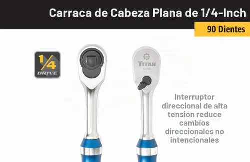 Vista 4 de Titan 12160 Trinquete de cabeza plana de 90 dientes de 1/4 pulgadas x 6 pulgadas