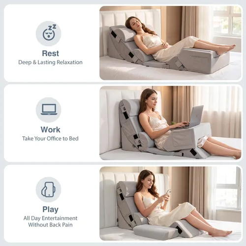 Vista 2 de Juego de 9 almohadas ortopédicas de cuña para recuperación después de la cirugía, posicionadores corporales para aliviar el dolor de espalda