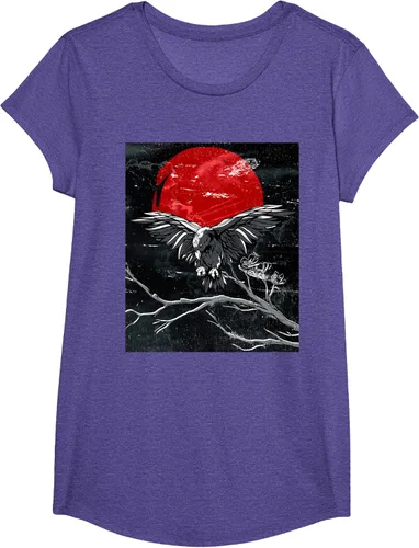 Vista 60 de Red Moon Raven - Camiseta japonesa de cuervo negro, Negro, S
