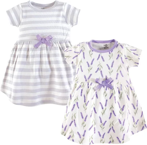 Vista 60 de Touched by Nature - Vestidos de manga corta y manga larga de algodón orgánico para niñas pequeñas, bebés y mujeres Manga larga con flores abstractas