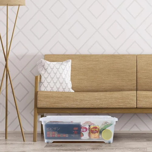 Vista 4 de Juego de 4 contenedores apilables de plástico transparente para debajo de la cama con tapa, 20 cuartos de galón Latch storage container, slim 5.98