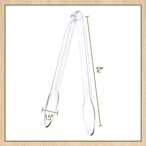 Vista 2 de Plasticpro Pinzas desechables de plástico para servir de 12 pulgadas, duraderas, resistentes, utensilios de servicio premium, transparentes, paquete