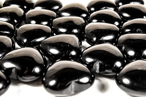 Vista 3 de Par 1.181 in Negro Obsidiana Puffy Corazones Pulidos Natural Volcánico Vidrio Piedra Preciosa Cristal Mineral Especímenes - China (2PCs)