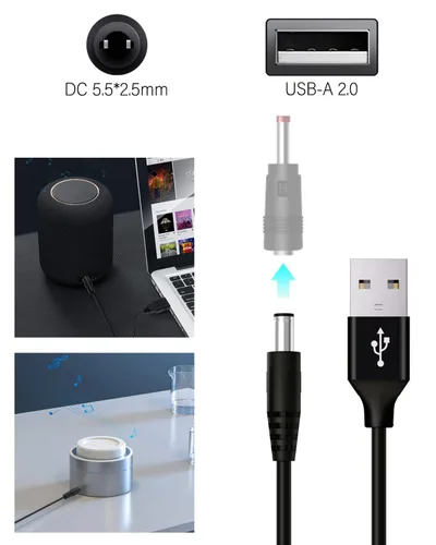 Vista 4 de Cable de alimentación USB a CC de 5 V, enchufe de CC de 0.217 x 0.083 in, cable de carga con 11 conectores de enchufe intercambiables, adaptadores