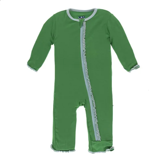 Vista 56 de KicKee Pants Mono sólido con volantes y cremallera Verde aloe