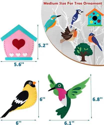 Vista 2 de CiyvoLyeen Kit de Costura de Aves Silvestres para Niños y Niñas Kit de Costura de Animales para Principiantes Conjunto de 12 Proyectos de Costura