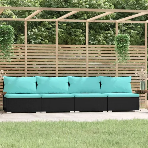 Vista 10 de Brown Wicker Patio 3-Seater Sofa with Cushions, PE Rattan Outdoor Seating Set with Steel Frame Brown and Cinnamon Red