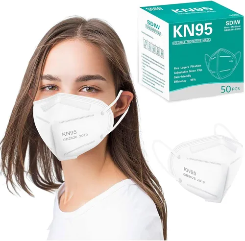 Vista 10 de 50 unidades, Máscaras faciales KN95, color negro, 5 capas, cubrebocas de seguridad para el polvo, eficiencia de filtro ≥95%, con bucles elásticos