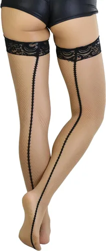 Vista 43 de ToBeInStyle Medias de red atemporales con costura trasera para mujer