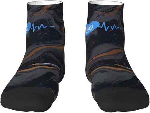Vista 2 de GDJF Heartbeat I Love United Nations Heart Flag Ankle Socks Winter Low Cut Sports Warm Breathable Comfort Casual Socks For Mens And Womens