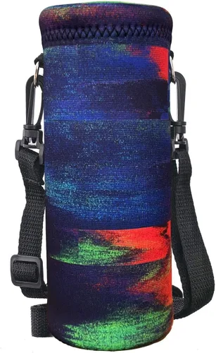 Vista 19 de RICHEN Bolsa de neopreno para botella de agua con correa ajustable para el hombro, cubierta aislada para botellas de acero inoxidable/vidrio/plástico