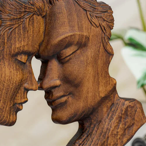 Vista 8 de BGCOPPER Estatua de madera para pareja, esculturas abstractas de pareja para decoración del hogar, regalo de mujer para aniversario, boda