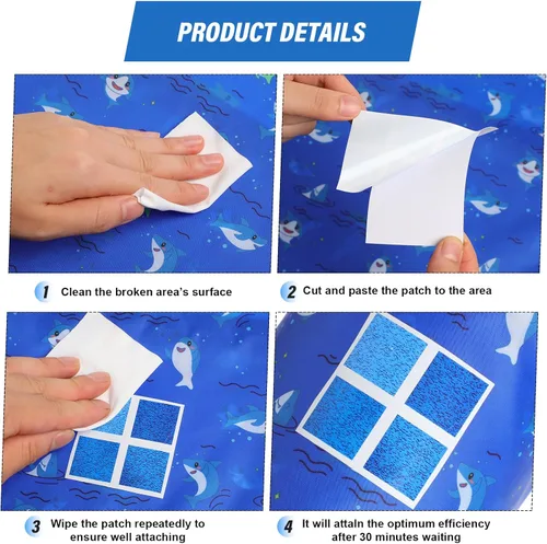 Vista 3 de Nuanchu Parche de vinilo autoadhesivo para alberca, hoja de reparación de PVC impermeable para piscinas sobre el suelo, casa de rebote, barco